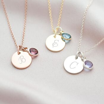 Personalised Initial Birthstone Necklace, 3 of 11