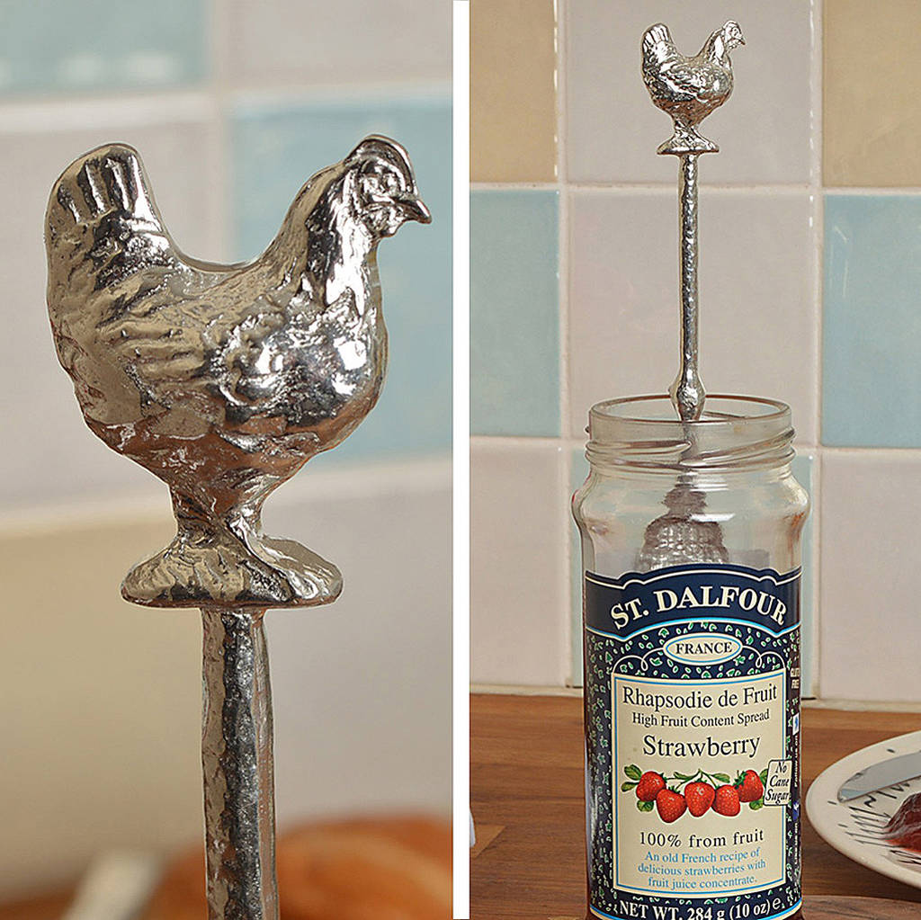 Chicken Pewter Spoon With A Hook For Jam Jars Hen Gifts, 1 of 9
