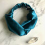 Mulberry Silk Hairband Twisted Knot Turban In Teal, thumbnail 3 of 3