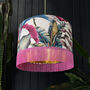 Ice Jungle Lampshade With Gold Lining And Pink Fringing, thumbnail 1 of 8