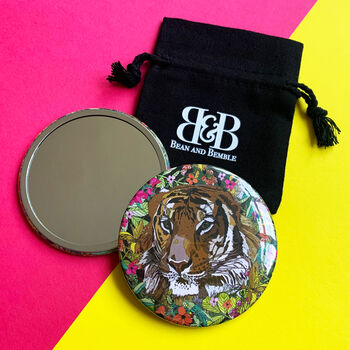 Wild Cat Tiger Pocket Mirror And Pouch, 6 of 8