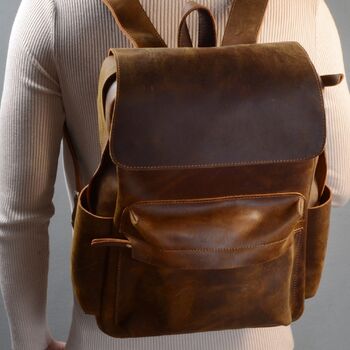 Military Style Genuine Leather Backpack, 3 of 12