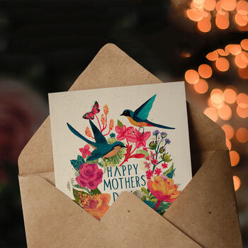 Colourful Flowers Birds Butterflies Wreath Mother's Day Card, 3 of 6
