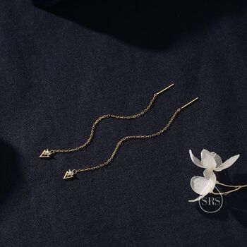 Sterling Silver Double Triangle Threader Earrings, 2 of 10