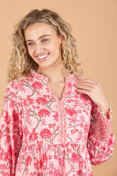 Indian Cotton Cherry Blossom Print Dress, 3 of 3