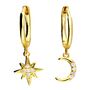 Sydney 18ct Gold Plate Crystal Moon + Star Huggies, thumbnail 2 of 2