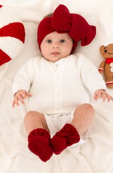 My First Christmas Embroidered Personalised New Baby Knitted Cardigan, 2 of 11