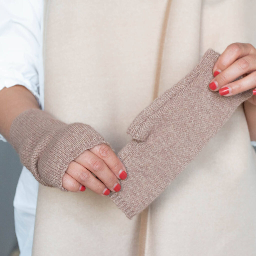 Cosy Knit Plain Colour Fingerless Gloves By Studio Hop