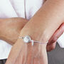 Coin Pearl And Initial Leaf Sterling Silver Bracelet, thumbnail 2 of 7