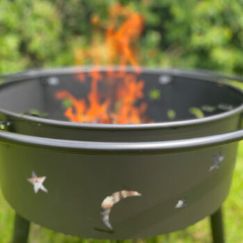 Sun And Moon Fire Pit With Spark Guard, Poker And Cover, 4 of 12