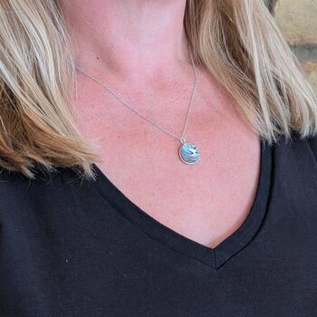 The Circle Abalone Shell Necklace, Silver, 4 of 7