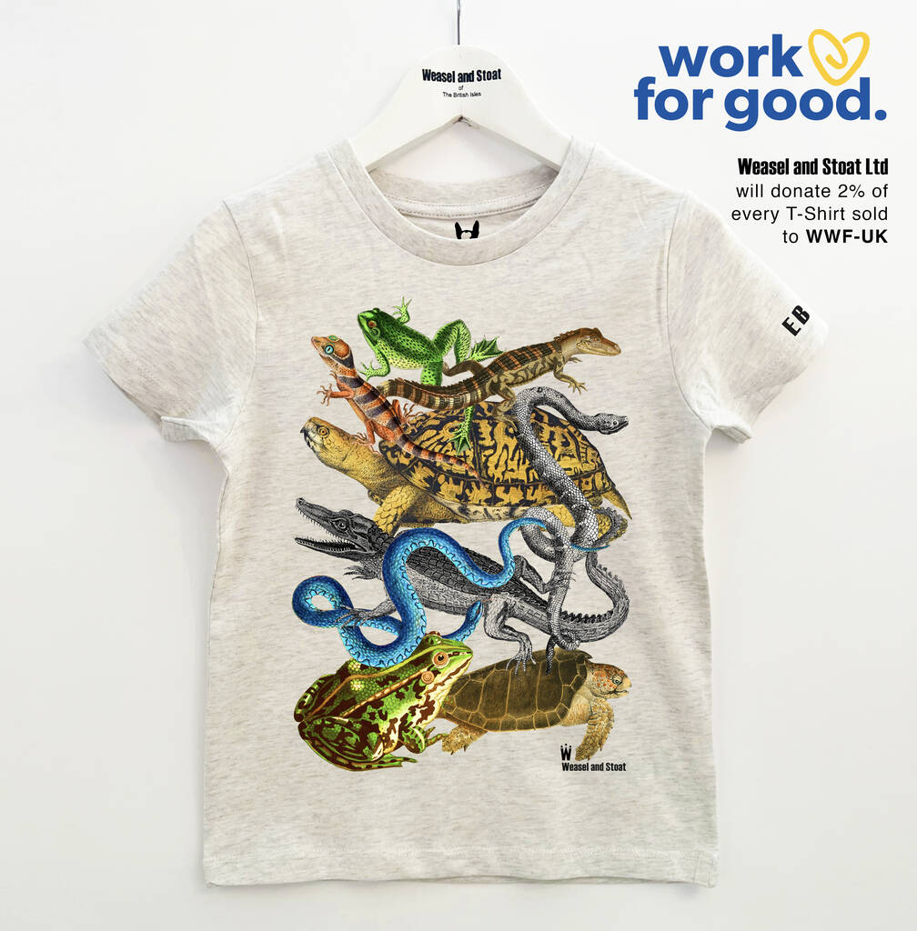 Personalised Reptiles And Amphibians Kids T Shirt By Weasel and Stoat