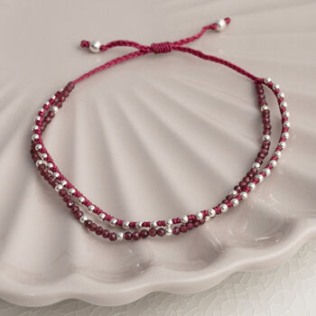 Sterling Silver Double Gemstone Friendship Bracelet, 6 of 11