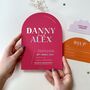 Rainbow Foil Curved Pink Wedding Invitations, thumbnail 2 of 7