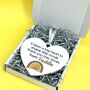 Teacher Thank You Gift, Personalised Heart With Rainbow Keepsake, thumbnail 4 of 5