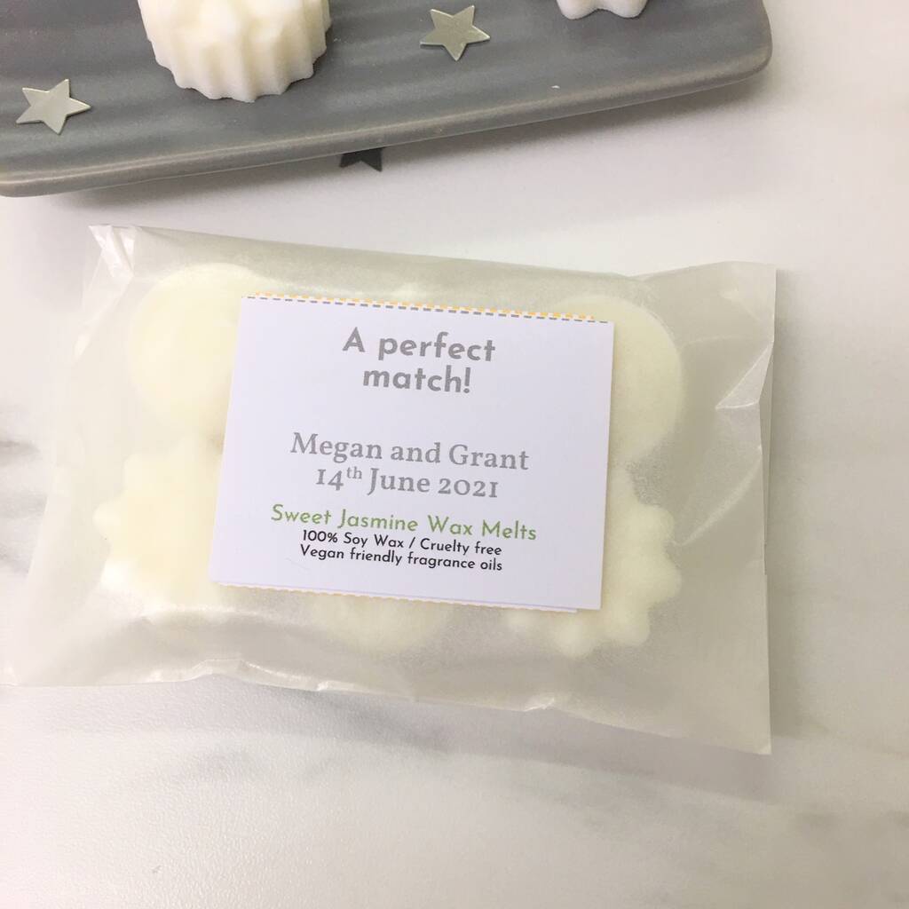 Personalised Wedding Favour Wax Melts By Chalk and Cheese Candles and