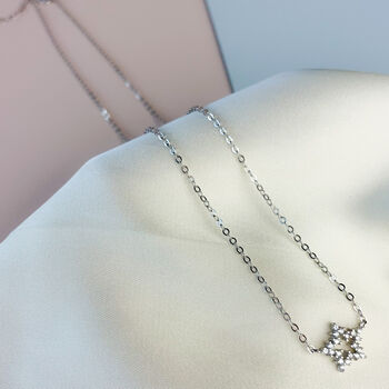 Sterling Silver Crystal Star Pendant Necklace, 3 of 4
