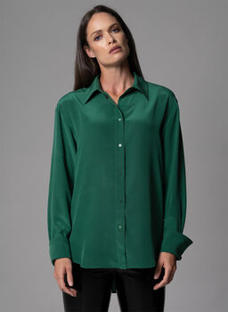 Sheena Forest Oversized Silk Crepe De Chine Blouse, 2 of 4