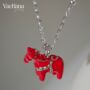 Sterling Silver Red Enamel Horse Pendant Necklace, thumbnail 2 of 6