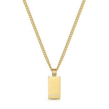 Small Ingot Men's Necklace 18 K Gold Plated Steel, 5 of 6