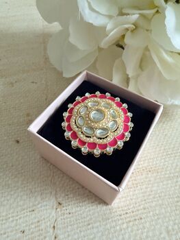 Pink Pearl Meenakari Gold Ring, 6 of 6