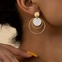 Gold Circle Layered Drop Earrings Gift, thumbnail 1 of 4