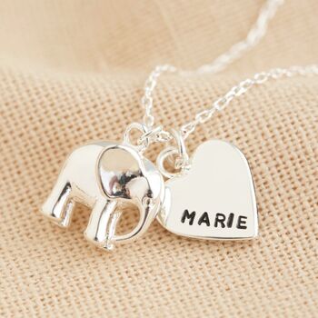 Personalised Silver Plated Elephant Pendant Necklace, 2 of 5