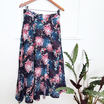 Annie Linen Blend Midi Skirt Koi Print, 7 of 8