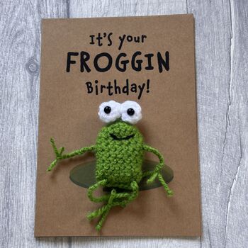 Frog Crochet Birthday Card Handmade, 10 of 12