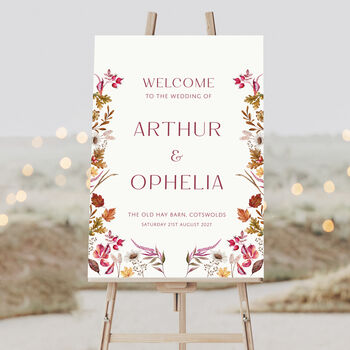Wedding Welcome Sign Autumn Floral, 2 of 3