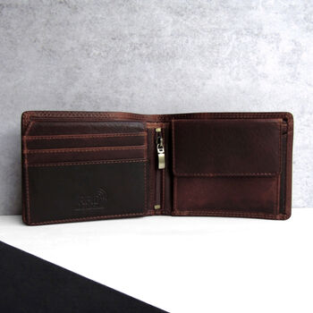 Personalised Men's Brown Leather Rfid Trifold Wallet, 2 of 5