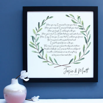 Personalised Wedding Vows Framed Print, 5 of 7