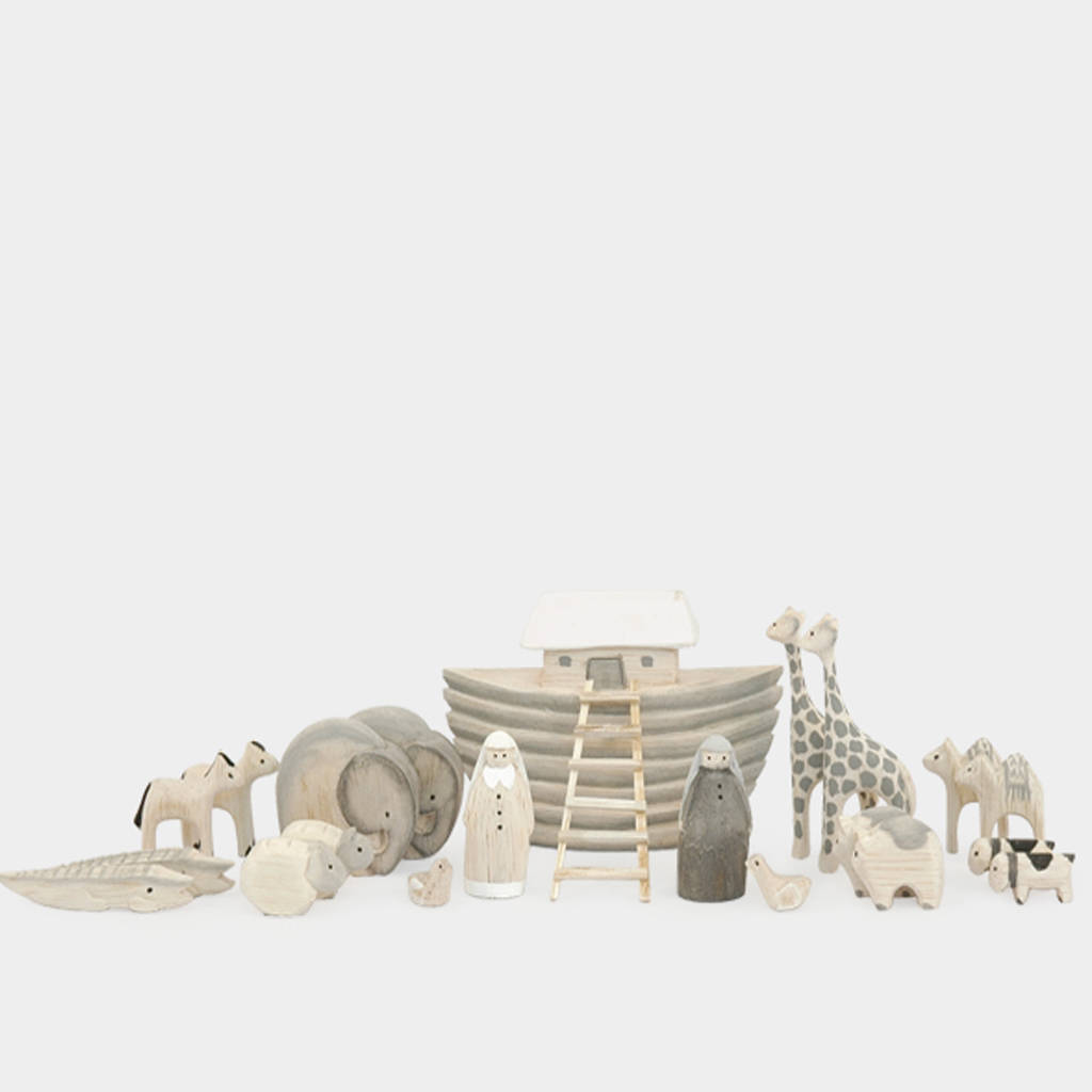 Image of Noah's Arc Wooden Set Presentation Box Baby Gift