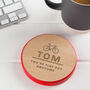 Personalised Coffee Coaster Cycling Birthday Gift For Dad, thumbnail 4 of 7