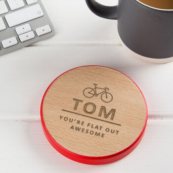 Personalised Coffee Coaster Cycling Birthday Gift For Dad, 4 of 7