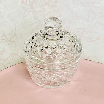 Antique Crystal Cut Glass Lidded Jam / Preserve Pot ~ Two, 5 of 10