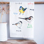 'Tits' Illustrated Bird Tea Towel, thumbnail 1 of 3