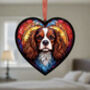 Cavalier King Charles Spaniel Stained Glass Effect Heart Suncatcher, thumbnail 5 of 6