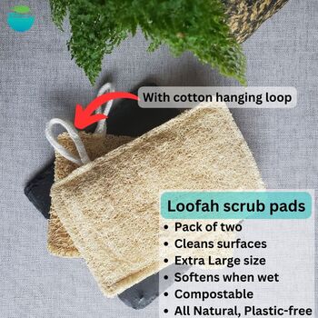 Extra Large Loofah Scrub Pads Pack Of Two, 3 of 5
