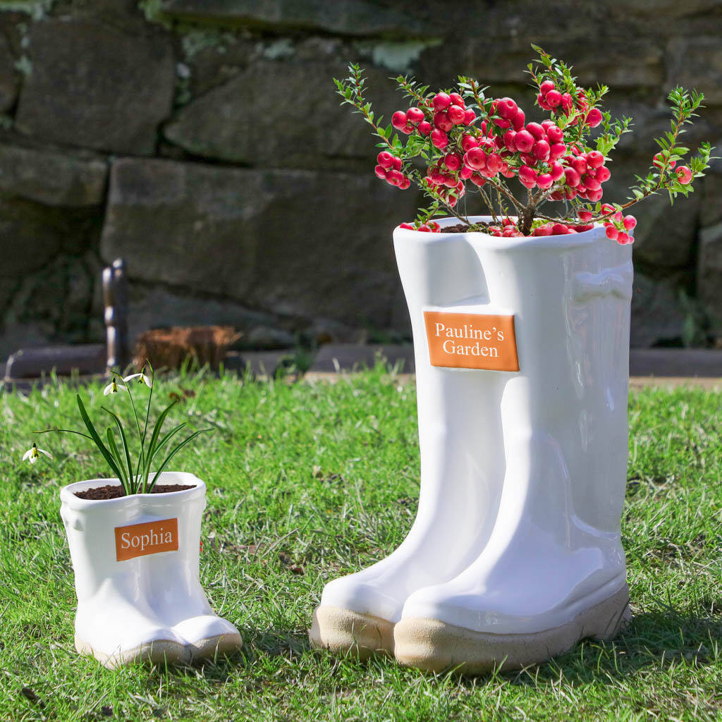 Personalised Little Gardeners Welly Boot Planters By Dibor