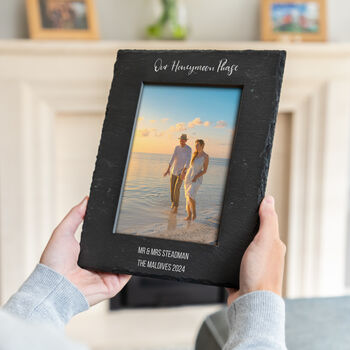 Personalised Honeymoon Phase Slate Photo Frame, 2 of 4