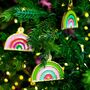 Set Of Three Hope Rainbow Christmas Tree Decorations, thumbnail 2 of 3