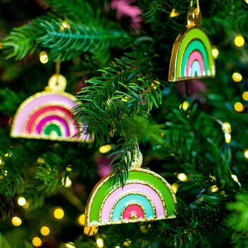 Set Of Three Hope Rainbow Christmas Tree Decorations, 2 of 3