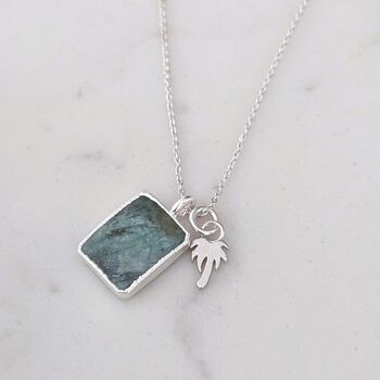 The Duo Emerald Necklace, Sterling Silver, 2 of 11