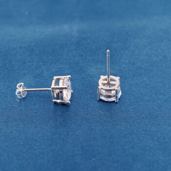 Silver Single Cz Stone Stud Earrings, 925 Sterling Silver, 5 of 8
