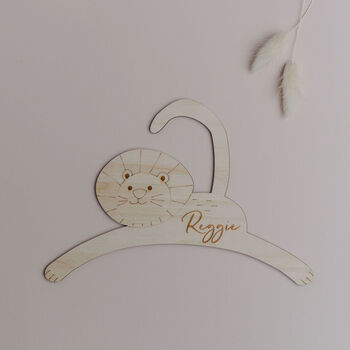 Personalised Lion Child's Wooden Coat Hanger, 2 of 3