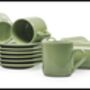 Set Of Four Porcelain Espresso Cup And Saucer Green, thumbnail 5 of 7
