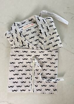 Mens Cotton Pyjamas With Moustache Print, 3 of 10