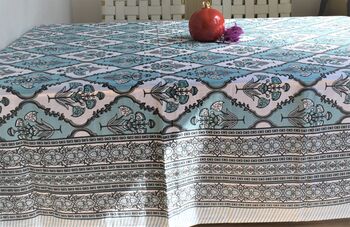 Gulmohar Table Cover Blue/Pink, 3 of 8