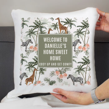 Personalised Jungle Cushion New Home Couple Gift, 2 of 4